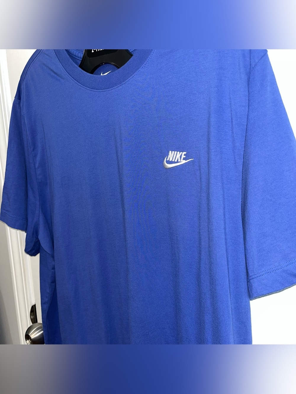 GUC XXL Nike Men's Royal Blue Embroidered Swoosh Short Sleeve Tee 100% Cotton - Picture 4 of 6
